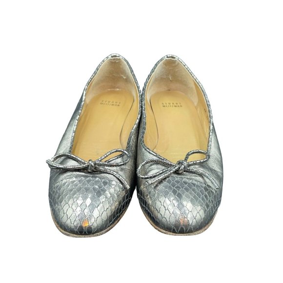 Stuart Weitzman Snake Skin Ballet Shoes Women 7.5 M Lamb Leather Flats Ballerina - Picture 2 of 7